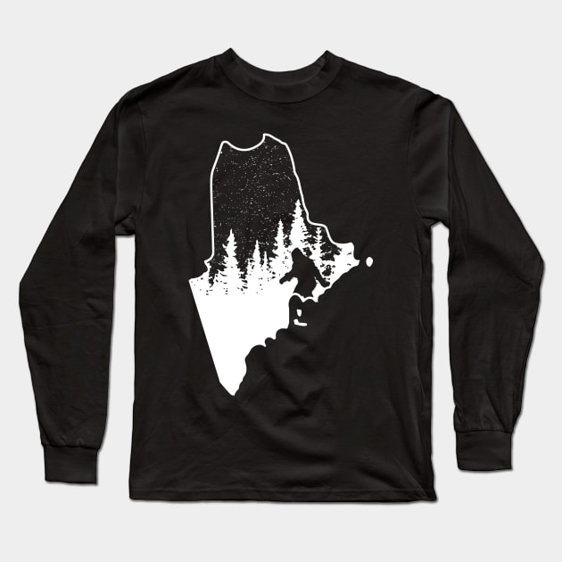 Maine Bigfoot Gift Long Sleeve T-Shirt by Tesszero